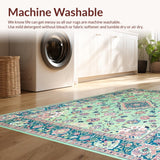 Ultra Soft Area Rug, Non Slip, Stain Resistant, Washable Area Rugs for Living Room, Bedroom, Eclectic Botanical Tiled Design(Ivory)