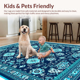 Ultra Soft Area Rug, Non Slip, Stain Resistant, Washable Area Rugs for Living Room, Bedroom, Boho Blue Pink Living Room Non-Shedding Rug(Blue)