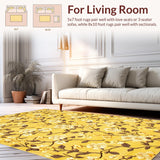 Ultra Soft Area Rug, Non Slip, Stain Resistant, Washable Area Rugs for Living Room, Bedroom, Modern Floral-Inspired Decor Theme(Yellow)