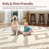 Ultra Soft Area Rug, Non Slip, Stain Resistant, Washable Area Rugs for Living Room, Bedroom, Elegant Striped Transitional Aesthetic(Beige)