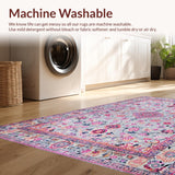 Ultra Soft Area Rug, Non Slip, Stain Resistant, Washable Area Rugs for Living Room, Bedroom, Charming Soft-Toned Floral Motif(Gray)