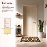Ultra Soft Area Rug, Non Slip, Stain Resistant, Washable Area Rugs for Living Room, Bedroom, Minimalist Earthy Patterned Inspiration(Brown)