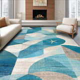 Ultra Soft Area Rug, Non Slip, Stain Resistant, Washable Area Rugs for Living Room, Bedroom, Modern Beach Vibes Area Rug with Graphic Starfish and Rippled Water Motif(Blue)