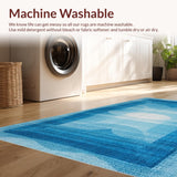Ultra Soft Area Rug, Non Slip, Stain Resistant, Washable Area Rugs for Living Room, Bedroom, Charming Ribbon Bow Rug Microfiber Preppy Aesthetic Scalloped Edge Bath Mat(Blue)