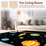 Ultra Soft Area Rug, Non Slip, Stain Resistant, Washable Area Rugs for Living Room, Bedroom, Celestial Whimsical Galaxy Scene(Orange)