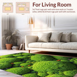 Ultra Soft Area Rug, Non Slip, Stain Resistant, Washable Area Rugs for Living Room, Bedroom, Unique Decorative Bedroom Moss Pattern Area Rug(Green)