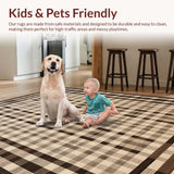Ultra Soft Area Rug, Non Slip, Stain Resistant, Washable Area Rugs for Living Room, Bedroom, Contemporary Soft Tiled Motif(Beige)
