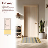 Ultra Soft Area Rug, Non Slip, Stain Resistant, Washable Area Rugs for Living Room, Bedroom, Elegant Striped Contemporary Aesthetic(Gold)