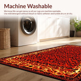 Ultra Soft Area Rug, Non Slip, Stain Resistant, Washable Area Rugs for Living Room, Bedroom, Bold Fiery Swirl Pattern(Red)
