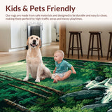 Ultra Soft Area Rug, Non Slip, Stain Resistant, Washable Area Rugs for Living Room, Bedroom, Rustic Forest Canopy Aesthetic(Green)