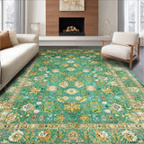 Ultra Soft Area Rug, Non Slip, Stain Resistant, Washable Area Rugs for Living Room, Bedroom, Faded Floral Rustic Charm(Blue)