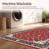 Ultra Soft Area Rug, Non Slip, Stain Resistant, Washable Area Rugs for Living Room, Bedroom, Playful Lattice Pattern with Flair(Red)