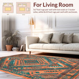 Ultra Soft Area Rug, Non Slip, Stain Resistant, Washable Area Rugs for Living Room, Bedroom, Cozy Earthy Toned Medallion Style(Orange)