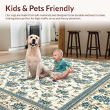 Azure Echoes Area Beige Accents Elegant Floor Art(Beige)