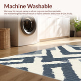 Ultra Soft Area Rug, Non Slip, Stain Resistant, Washable Area Rugs for Living Room, Bedroom, Rustic Minimalist Geometric Style(Blue)