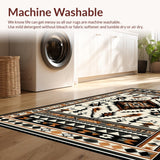 Ultra Soft Area Rug, Non Slip, Stain Resistant, Washable Area Rugs for Living Room, Bedroom, Artful Black and White Geometric Fusion(Black)