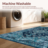 Ultra Soft Area Rug, Non Slip, Stain Resistant, Washable Area Rugs for Living Room, Bedroom, Sophisticated Coastal Abstract Motif(Blue)