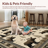 Ultra Soft Area Rug, Non Slip, Stain Resistant, Washable Area Rugs for Living Room, Bedroom, Vintage Lodge Natural Aesthetic(Brown)