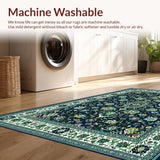 Ultra Soft Area Rug, Non Slip, Stain Resistant, Washable Area Rugs for Living Room, Bedroom, Striking Central Medallion Design(Blue)