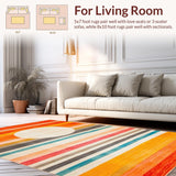 Ultra Soft Area Rug, Non Slip, Stain Resistant, Washable Area Rugs for Living Room, Bedroom, Artful Diamond Arrangement in Orange(Orange)