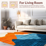 Ultra Soft Area Rug, Non Slip, Stain Resistant, Washable Area Rugs for Living Room, Bedroom, Radiant Fluid Color Harmony(Orange)