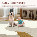 Modern Abstract Flowing Area Beige Cream Pet Friendly Non Shedding(Beige)