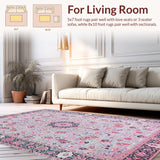 Ultra Soft Area Rug, Non Slip, Stain Resistant, Washable Area Rugs for Living Room, Bedroom, Whimsical Pastel Floral Aesthetic(Blue)
