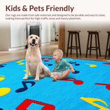 Ultra Soft Area Rug, Non Slip, Stain Resistant, Washable Area Rugs for Living Room, Bedroom, Cheerful Rhythmic Round Design(Blue)