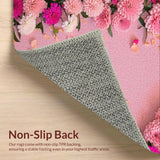 Ultra Soft Area Rug, Non Slip, Stain Resistant, Washable Area Rugs for Living Room, Bedroom, Romantic Pink Floral Bathroom Non-Slip Rug(Pink)