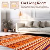 Ultra Soft Area Rug, Non Slip, Stain Resistant, Washable Area Rugs for Living Room, Bedroom, Vibrant Textural Medley Style(Orange)