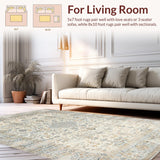 Ultra Soft Area Rug, Non Slip, Stain Resistant, Washable Area Rugs for Living Room, Bedroom, Stylish Vintage-Inspired Linear Arrangement(Gray)