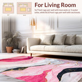 Ultra Soft Area Rug, Non Slip, Stain Resistant, Washable Area Rugs for Living Room, Bedroom, Sophisticated Twisted Linear Arrangement(Pink)