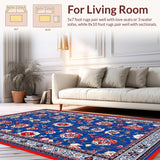 Ultra Soft Area Rug, Non Slip, Stain Resistant, Washable Area Rugs for Living Room, Bedroom, Rustic Geometric Colorful Palette(Blue)