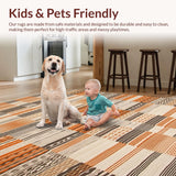 Ultra Soft Area Rug, Non Slip, Stain Resistant, Washable Area Rugs for Living Room, Bedroom, Contemporary Curved Line Design(Beige)