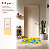 Ultra Soft Area Rug, Non Slip, Stain Resistant, Washable Area Rugs for Living Room, Bedroom, Dynamic Modern Brushstroke Design(Yellow)