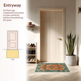 Ultra Soft Area Rug, Non Slip, Stain Resistant, Washable Area Rugs for Living Room, Bedroom, Artful Distressed Lattice Style(Orange)