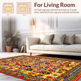 Ultra Soft Area Rug, Non Slip, Stain Resistant, Washable Area Rugs for Living Room, Bedroom, Dynamic Colorful Swirl Design(Yellow)