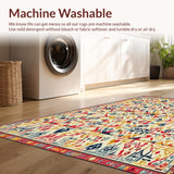 Ultra Soft Area Rug, Non Slip, Stain Resistant, Washable Area Rugs for Living Room, Bedroom, Artistic Boho Area with Rich Beige and Colorful Geometric Elements(Yellow)