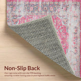 Ultra Soft Area Rug, Non Slip, Stain Resistant, Washable Area Rugs for Living Room, Bedroom, Chic Vintage Geometric Composition(Pink)