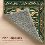 Ultra Soft Area Rug, Non Slip, Stain Resistant, Washable Area Rugs for Living Room, Bedroom, Rustic Nature-Inspired Patchwork Aesthetic(Green)