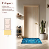 Ultra Soft Area Rug, Non Slip, Stain Resistant, Washable Area Rugs for Living Room, Bedroom, Elegant Faded Bedroom Non-Slip Soft Rug(Blue)