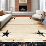Ultra Soft Area Rug, Non Slip, Stain Resistant, Washable Area Rugs for Living Room, Bedroom, Rustic Texas Star Area Rug with Vintage Western Wood Panel Design(Beige)