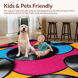 Ultra Soft Area Rug, Non Slip, Stain Resistant, Washable Area Rugs for Living Room, Bedroom, Stylish Semi-Circle Patio Rug for Nostalgic Decor(Black)