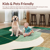 Ultra Soft Area Rug, Non Slip, Stain Resistant, Washable Area Rugs for Living Room, Bedroom, Chic Earthy Abstract Motif(Green)