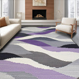 Ultra Soft Area Rug, Non Slip, Stain Resistant, Washable Area Rugs for Living Room, Bedroom, Refined Textured Artful Aesthetic(Purple)