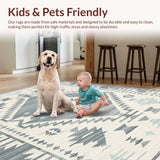 Ultra Soft Area Rug, Non Slip, Stain Resistant, Washable Area Rugs for Living Room, Bedroom, Elegant Minimalist Lattice Pattern(Gray)