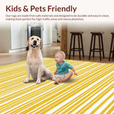 Ultra Soft Area Rug, Non Slip, Stain Resistant, Washable Area Rugs for Living Room, Bedroom, Vibrant Multi-Stripe Aesthetic(Yellow)