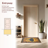 Ultra Soft Area Rug, Non Slip, Stain Resistant, Washable Area Rugs for Living Room, Bedroom, Luxurious Earth Tone Mandala(Yellow)