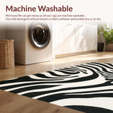 Ultra Soft Area Rug, Non Slip, Stain Resistant, Washable Area Rugs for Living Room, Bedroom, Artistic Monochrome Wildlife Pattern Rug With Minimalist Stripe Aesthetic(Black)