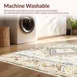 Ultra Soft Area Rug, Non Slip, Stain Resistant, Washable Area Rugs for Living Room, Bedroom, Sleek Contemporary Lattice Design(Beige)